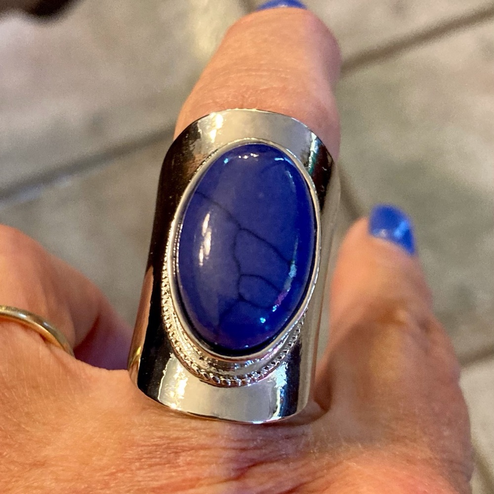 Vintage Lapis 925 Sterling ring Size 9 - Picture 6 of 6
